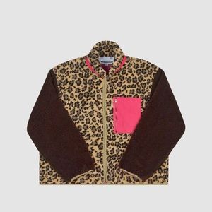 Sundae School Pink Punky Tiger Mom Leopard Fleece Zip Up
